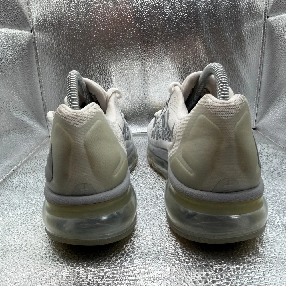Size 7Y Nike Air Max White Metallic Silver Kids Running Sneaker Shoes 705457-102